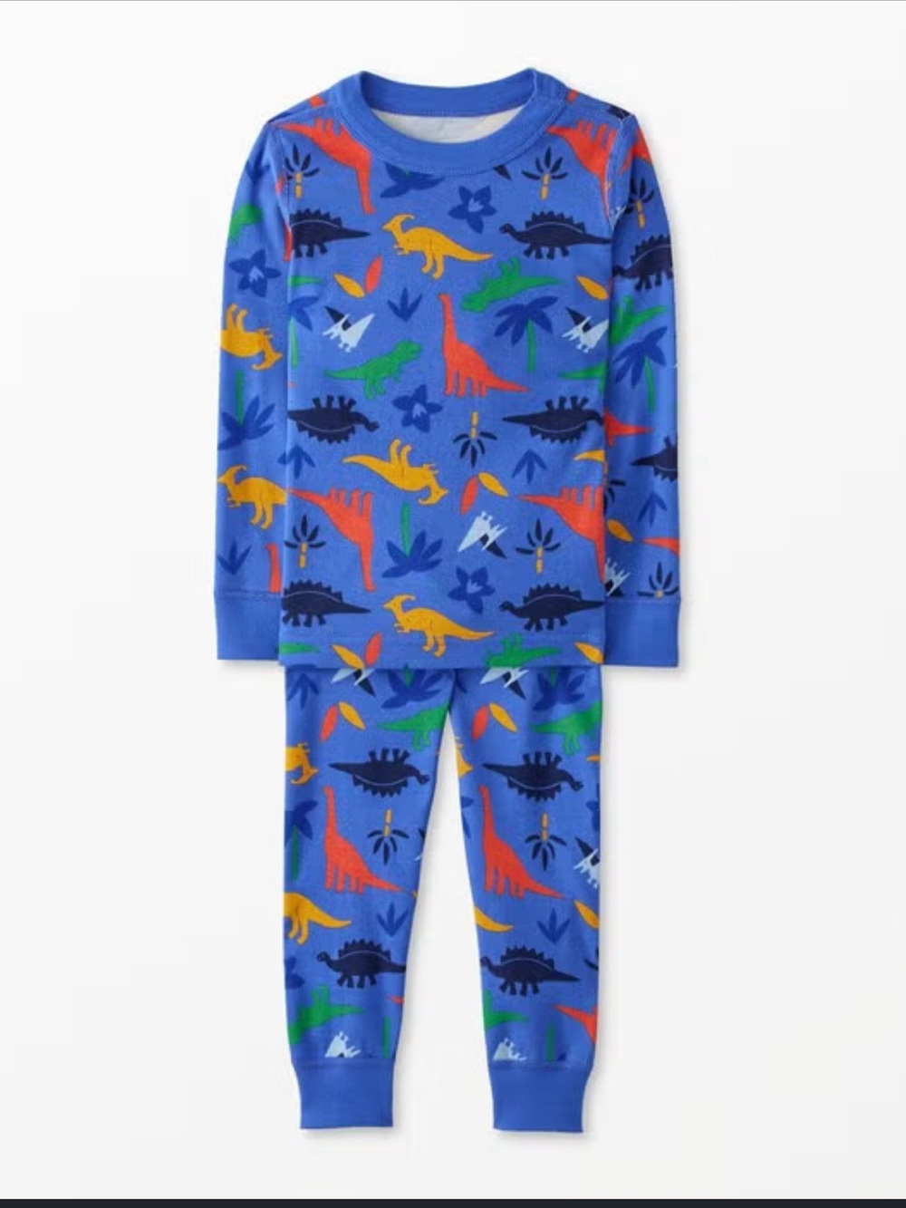 Hanna Andersson Blue Dino Print Kids Pajama Set